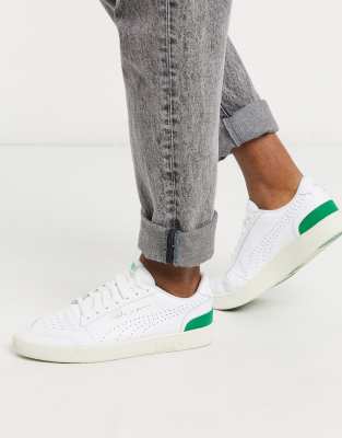 puma white and green shoes