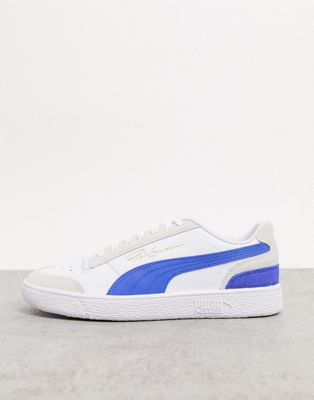 puma white and blue sneakers