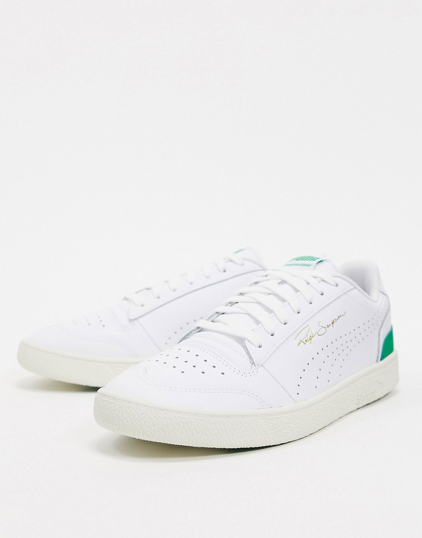 Puma - Ralph Sampson - Sneakers traforate bianche e verdi-Bianco