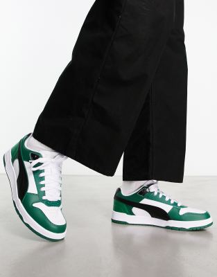 Puma RBD Game Low trainers in white, black and green - ASOS Price Checker