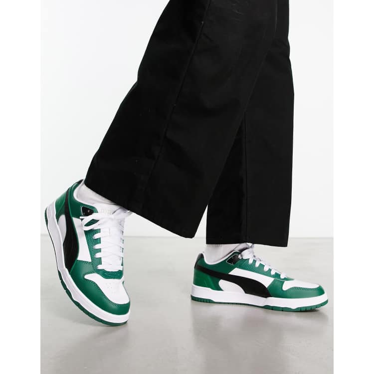 Puma RBD Game Low trainers in white black and green ASOS