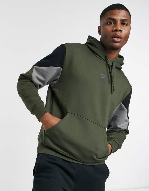 Puma Rebel small chest logo hoodie in khaki ASOS