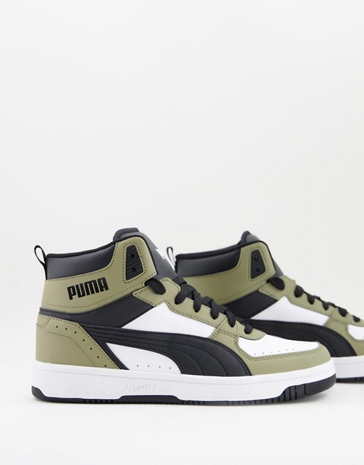 Puma Rebound Joy trainers white black and green