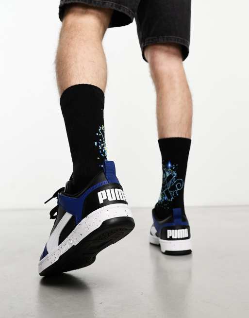 PUMA Rebound Layup low sneakers in black with speckle sole ASOS