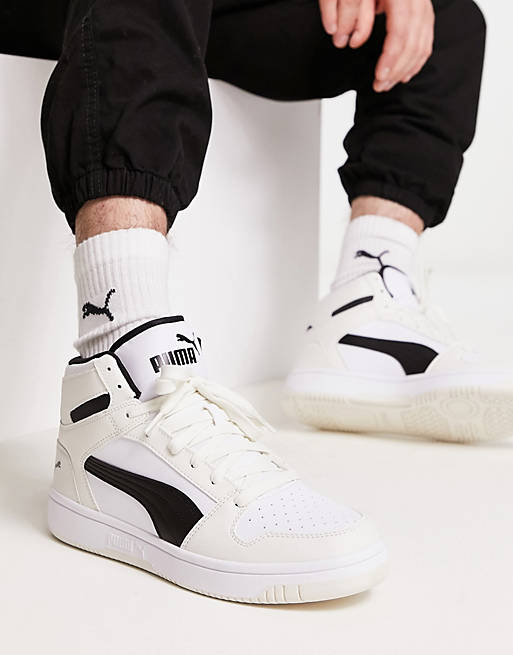 Puma Rebound Layup sneakers in white with black detail | ASOS