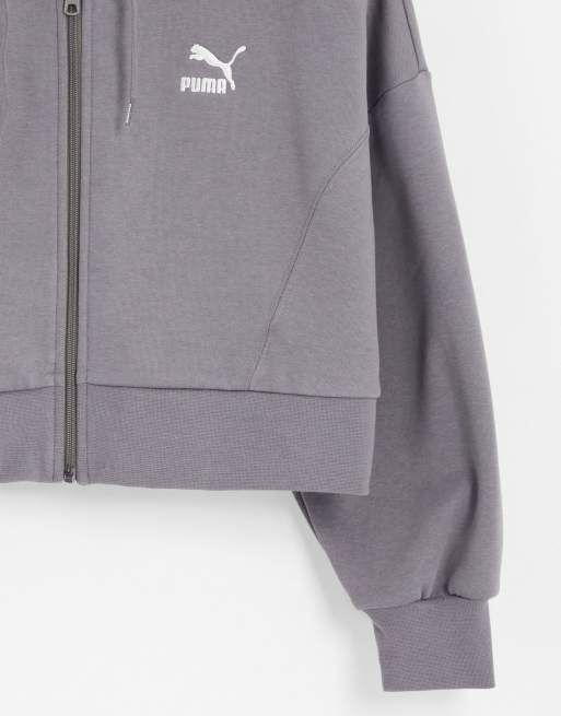 Puma - Rechte cropped hoodie met rits in grijs, exclusief bij ASOS, 4 van 4