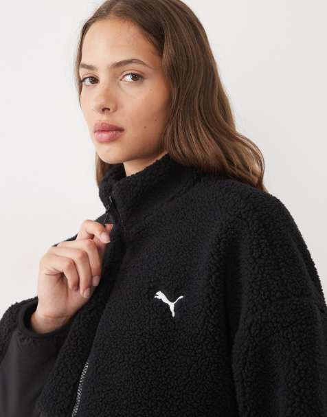 Puma Re:fibre fleece relaxed jacket in black - view 1