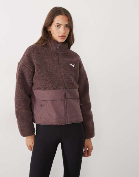 Puma Re:fibre fleece relaxed jacket in brown - view 1