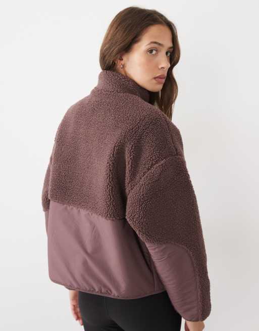 Puma Re:fibre fleece relaxed jacket in brown, 3 of 4