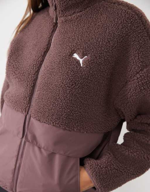 Puma Re:fibre fleece relaxed jacket in brown, 4 of 4