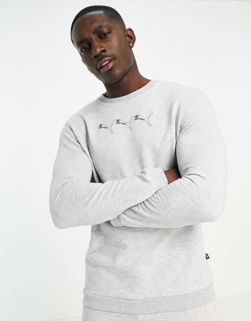 Puma repeat cat logo sweatshirt in grey exclusive to ASOS