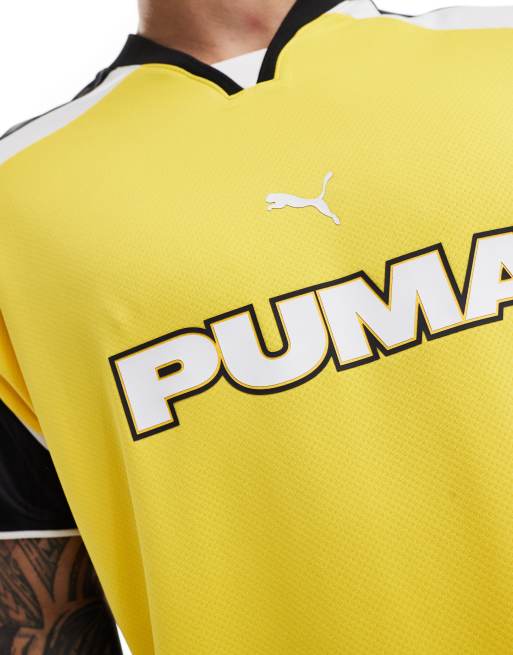 PUMA retro football jersey in yellow and black