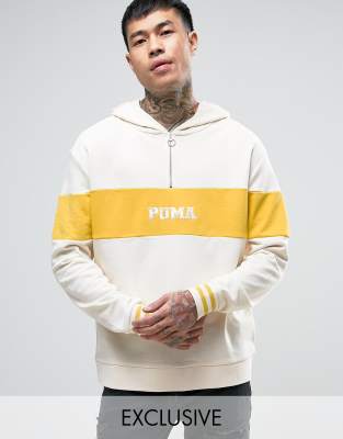 puma retro half zip sweat in yellow