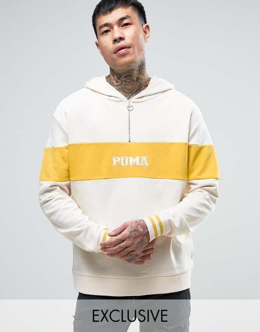 Puma Retro Half Zip Hoodie In Beige Exclusive To ASOS 57531002