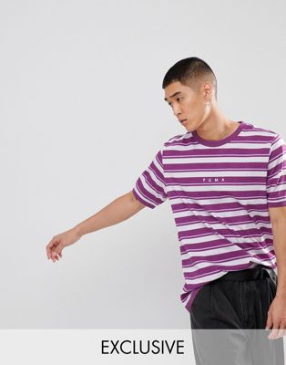Puma retro striped t-shirt in purple 