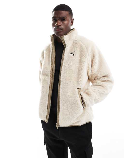 Puma Reversible sherpa jacket in alpine snow