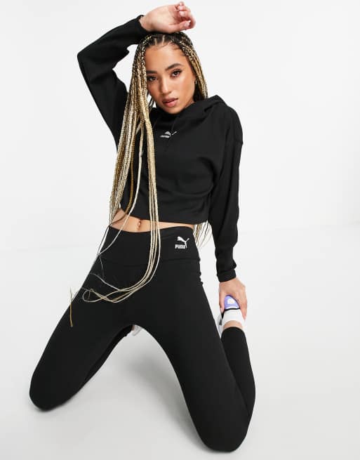 Ribbed discount cropped hoodie