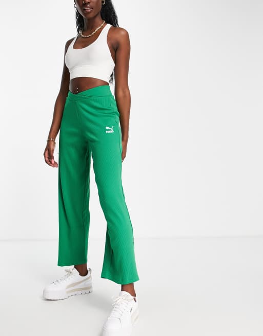 Green high waisted wide leg outlet trousers