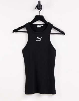 Puma ribbed racer top in black