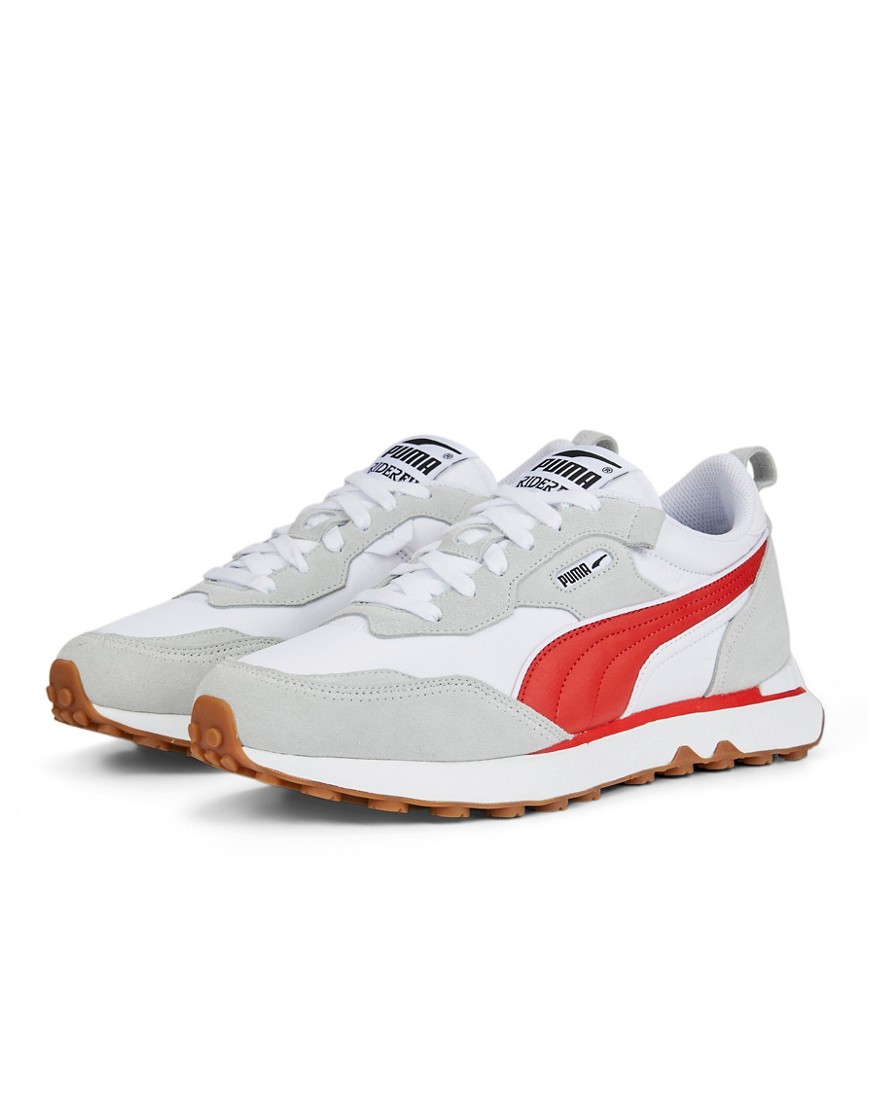 Puma Rider FV sneakers in white with red detail