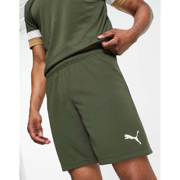 Puma Rise Football shorts in khaki and stone ASOS