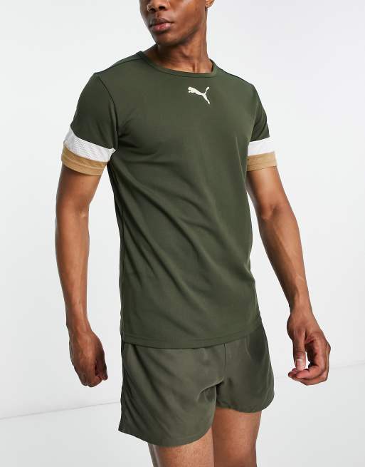 Puma Rise Football t shirt in khaki and stone ASOS