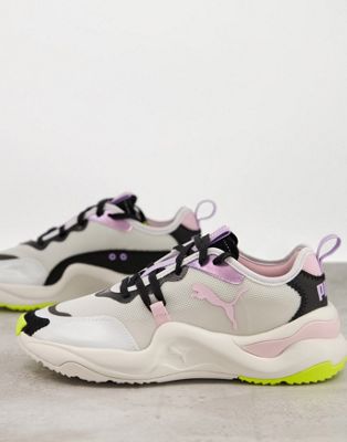 Puma Rise trainers in white and pink