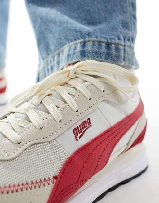 PUMA Road Rider sneakers in cream and red | ASOS display picture 1