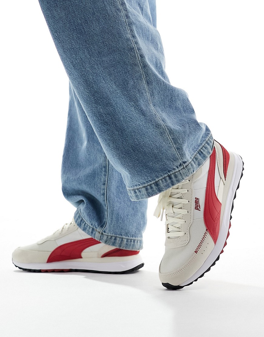 Puma Road Rider Sneakers In Gray & Red