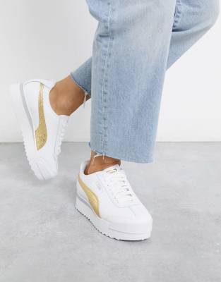 puma sneakers gold and white