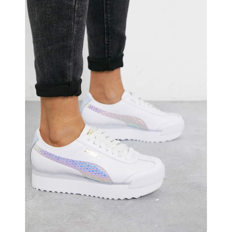 Puma Roma Amor metallic sneakers in white