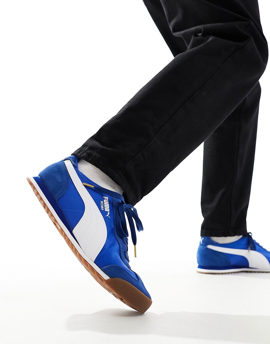 Puma Roma trainers in blue and white