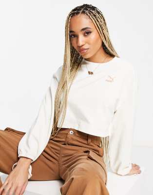 Puma rouche sleeve crop tee in pristine - ASOS Price Checker