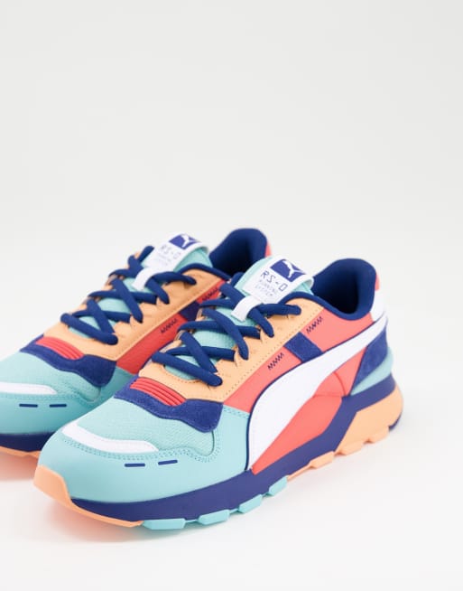 Puma blue store and orange sneakers