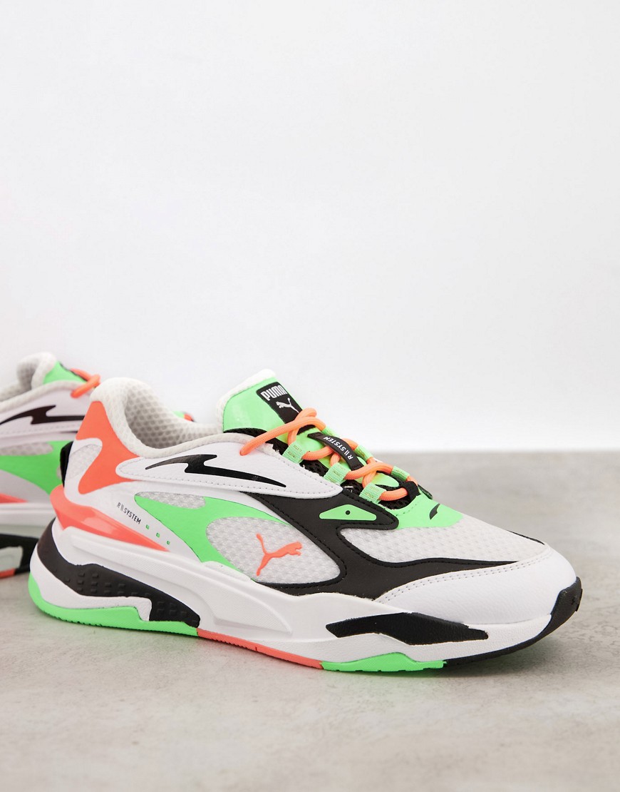 Puma RS-Fast Electro sneakers in white and neon green