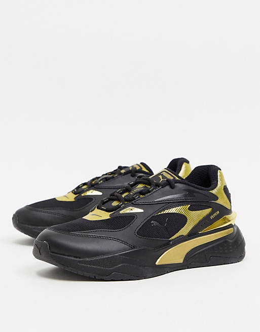 Puma RS Fast metal sneakers in black and gold