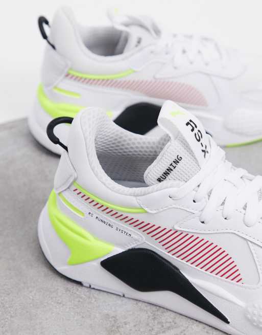 Puma RS X Baskets vernies Blanc jaune et rose