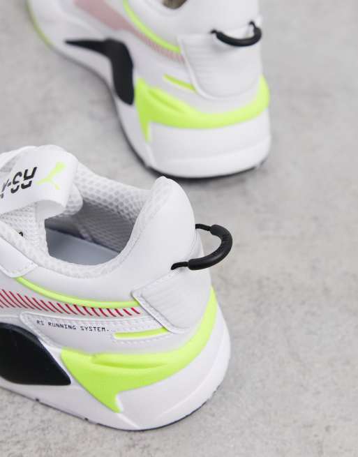 Puma RS X patent sneakers in white yellow rose