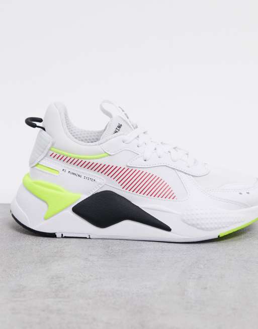 Puma RS X patent trainers in white yellow rose