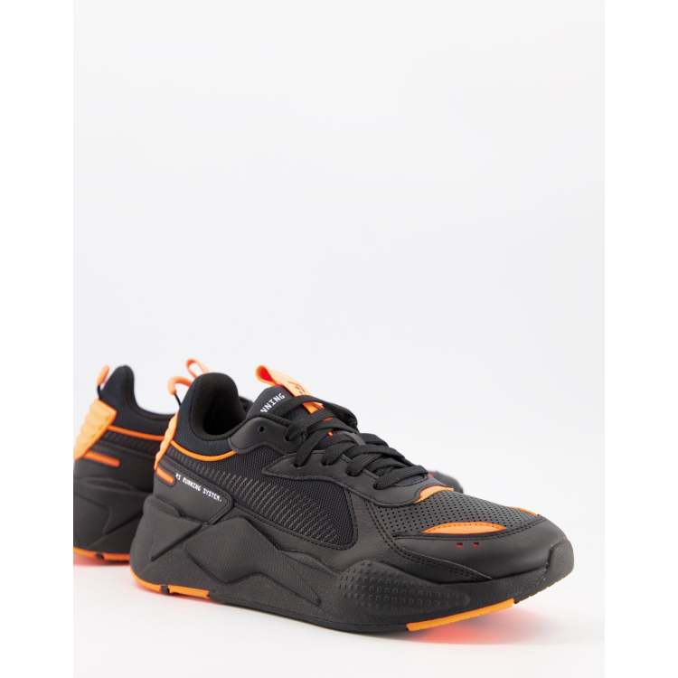 Puma RS X winterized trainers in black and orange ASOS