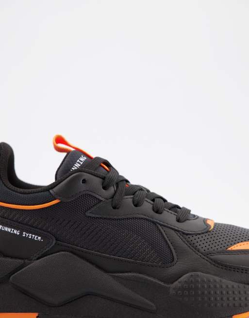 Puma RS X winterized trainers in black and orange ASOS