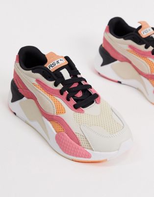 PUMA RS-X3 MESH POP SNEAKERS IN PINK AND CREAM,37211701
