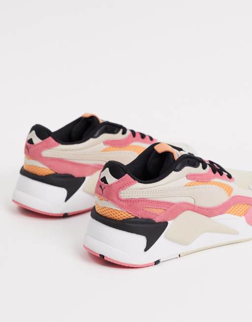 Puma RS X3 mesh pop sneakers in pink and cream