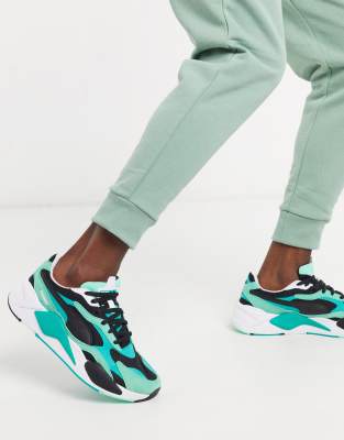 puma green shoes jeans