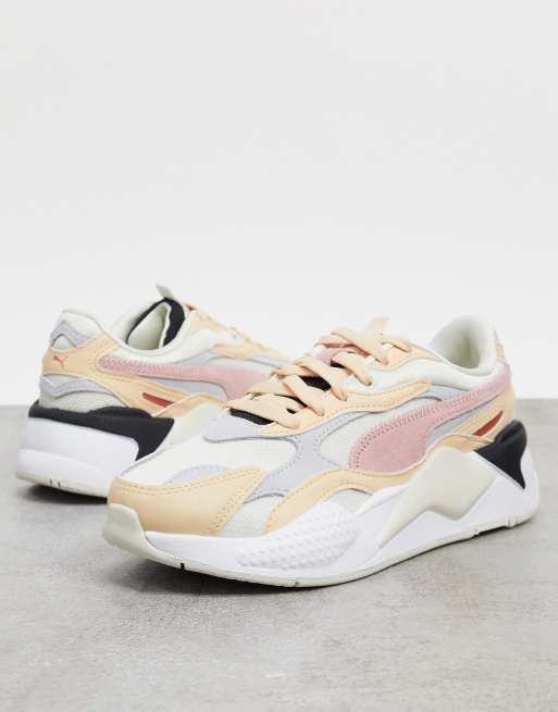 Puma RS-X3 trainers in beige and pink