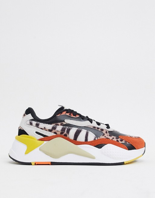 Puma RS-X3 trainers in mixed animal print