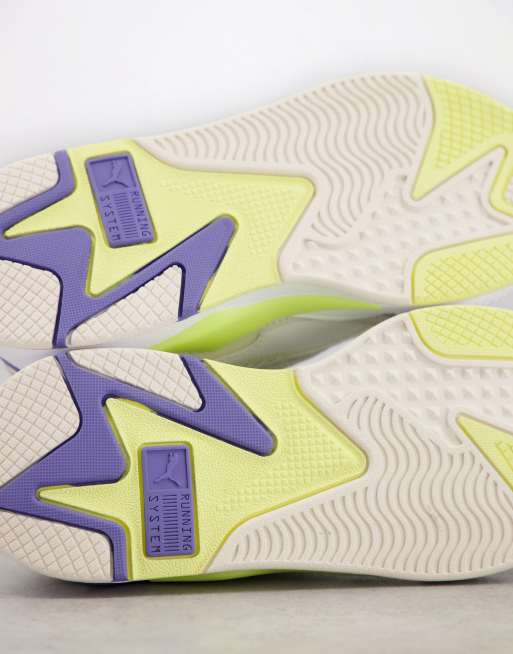 Puma RS X3 Twill Air Mesh trainers in white blue yellow