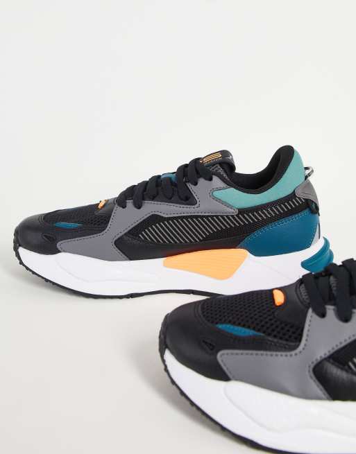 Puma RS Z Core trainers in black and grey with colour block