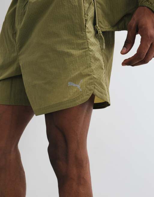 Puma Run culture collective t7 relaxed 5'' woven shorts in brown, 4 of 5