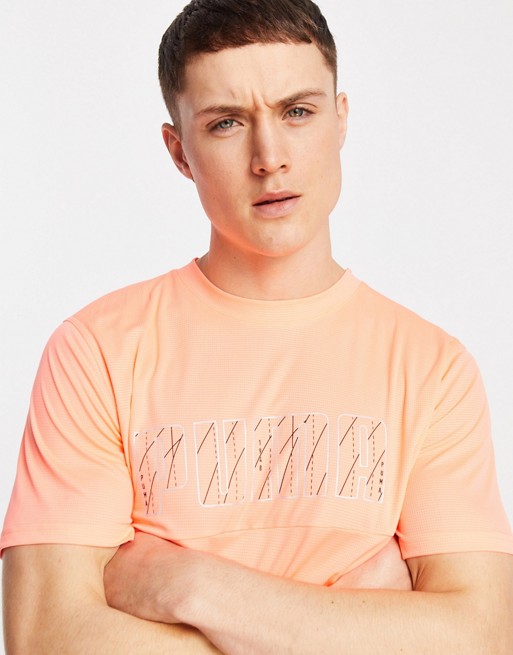 Puma run logo short sleeve tshirt in orange